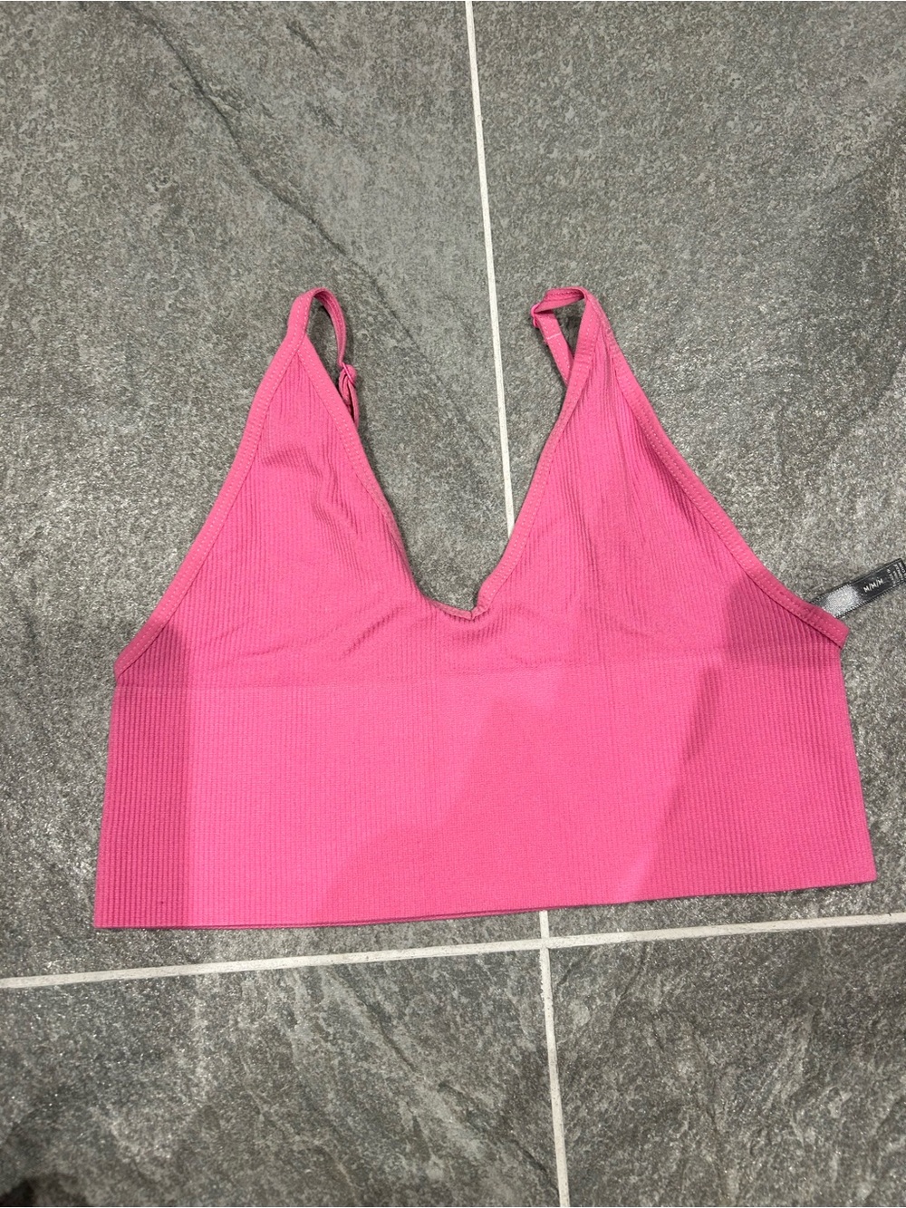Society Hot Pink Ribbed V-Neck Bralette